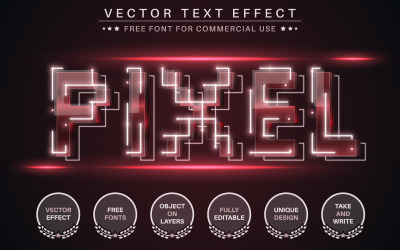 Kırmızı Piksel - Düzenlenebilir Metin Efekti, Yazı Tipi Stili, Grafik İllüstrasyon