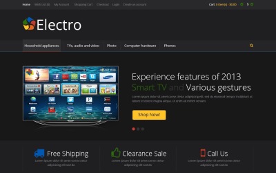 Kostenlose responsive OpenCart-Vorlage für Elektronikshops