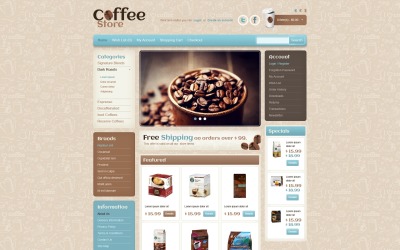 免费咖啡店 OpenCart 模板