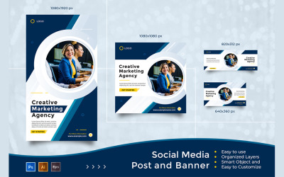 Agence de marketing créatif - Modèles de publication et de bannière sur les réseaux sociaux