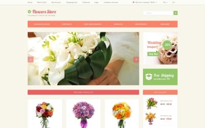 Безкоштовний адаптивний шаблон OpenCart для магазину квітів