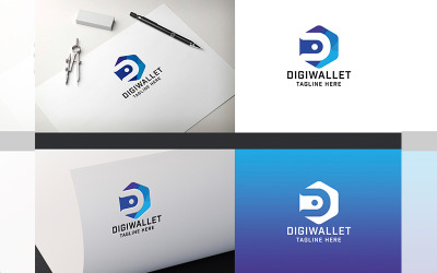 Digitális pénztárca D betű professzionális logója