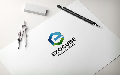 Exo Cube Lettre E Logo Professionnel