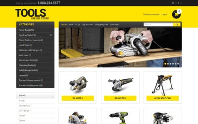 Kostenlose Tools &amp;amp; Ausrüstung Responsive OpenCart-Vorlage