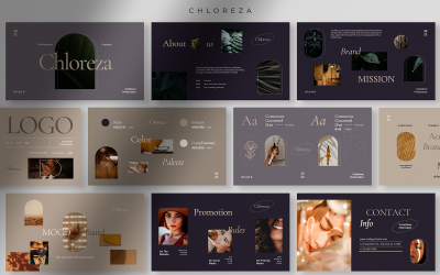 Chloreza - Presentazione delle linee guida del marchio con gradiente minimalista