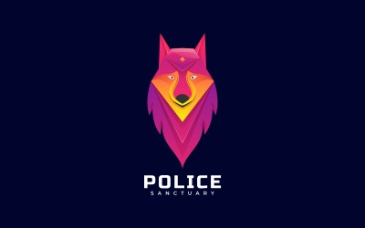Polizei Wolf Farbverlauf Buntes Logo