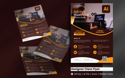 Adobe Illustrator Online Class Flyer Modelo de identidade corporativa
