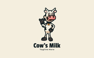 Estilo de logotipo de desenho animado da mascote da vaca