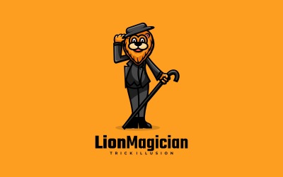 Logo de dessin animé de magicien de lion