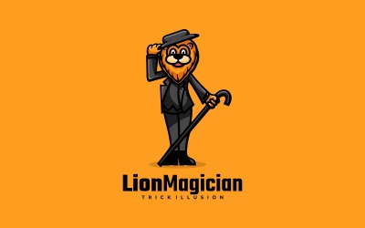 Löwe-Magier-Cartoon-Logo