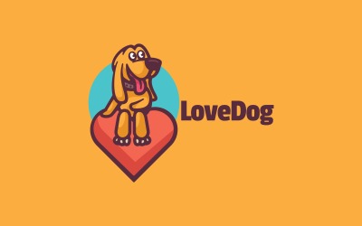 Modelo de logotipo de desenho animado de cão de amor