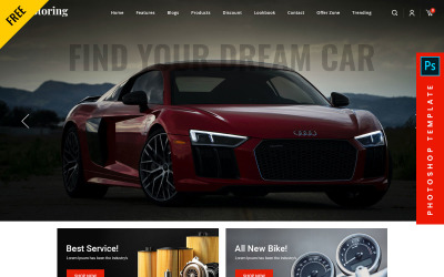 Autorijden - Gratis eCommerce Photoshop Web PSD-sjabloon