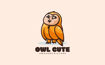 Baykuş Sevimli Maskot Logo Tarzı