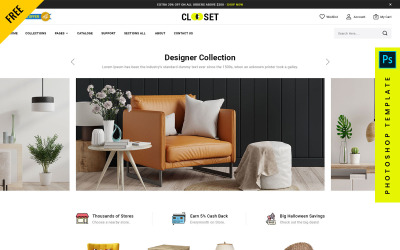 Closet - Gratis eCommerce Photoshop Web PSD-sjabloon
