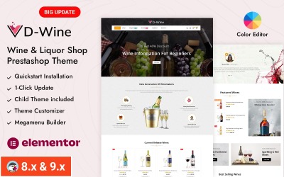 DWine – Wein- und Spirituosengeschäft Prestashop Responsive Template