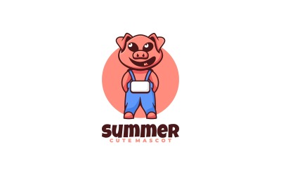 Estilo de logotipo de dibujos animados de mascota de cerdo