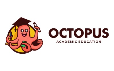 Modèle de logo de dessin animé de poulpe