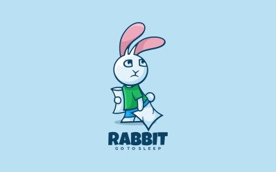 Modello di logo del fumetto di coniglio