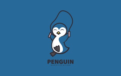 Pingvin tecknad logotyp stil