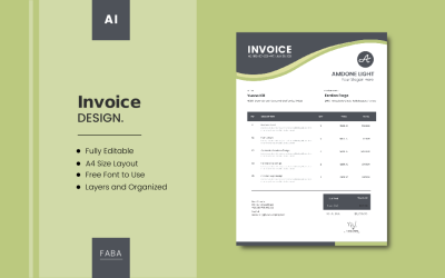 Plantilla de factura verde oscuro