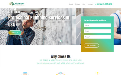 Plumbing Website Landing Page Template