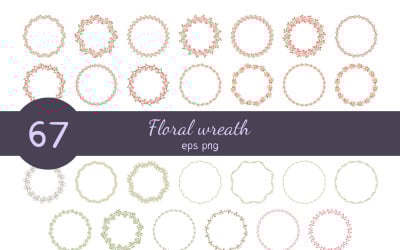 Wianek kwiatowy zestaw 67 ramek zestaw wektorów