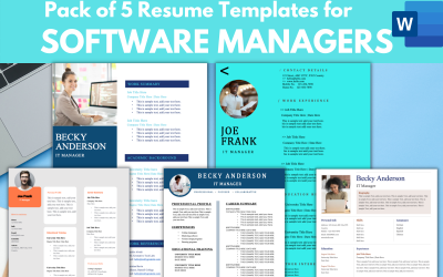 Pack of 5 IT Software Project Manager Resume Templates for MS Word