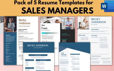 Pack of 5 Sales Manager Resume Templates - MS Word CV RESUME FORMAT