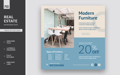 Moderna möbler Instagram postbanner och annonser sociala medier