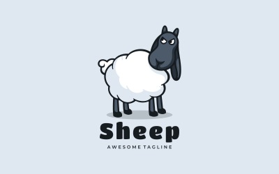 Schaf Einfacher Maskottchen-Logo-Stil