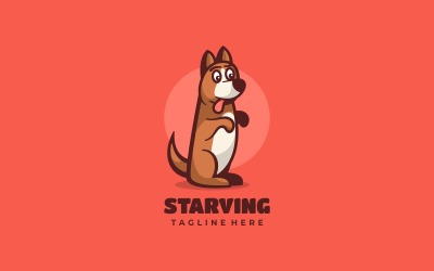 Logo de dessin animé de mascotte de chien affamé