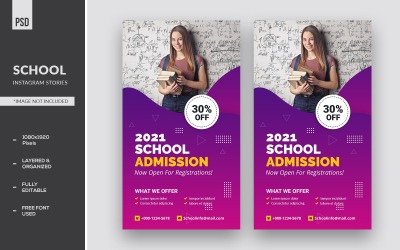 School Admisson Instagram -berättelser och sociala medier -banner