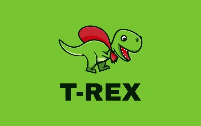 T-Rex mascotte cartoon logo stijl