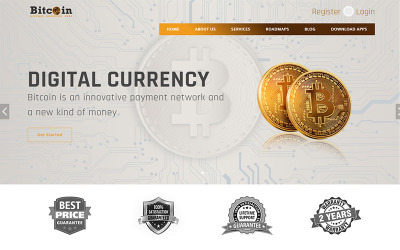 Kryptowährung Bitcoin Zielseitenvorlage