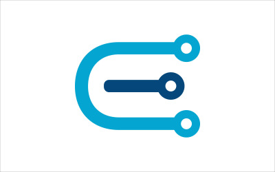 Letter E technology vector template