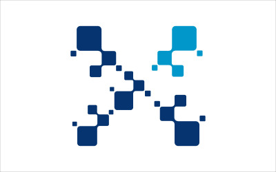 Letter X pixel vector template