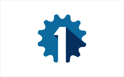 Número uno y plantilla de vector de engranaje