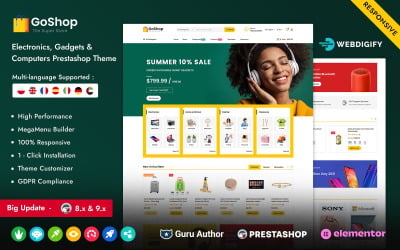 GoShop – Elektronisch multifunctioneel mega Prestashop Elementor-thema