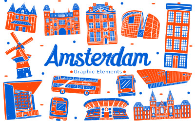 Amsterdam Landmark - Grafiska element Illustration