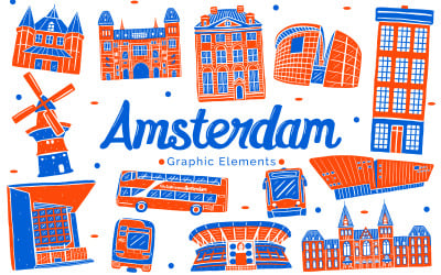 Amsterdam Landmark - Graphic Elements Illustration
