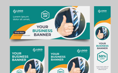 Business-Web-Banner-Design-Set. Designvorlage für Website-Anzeigen