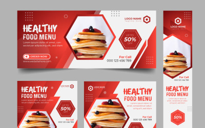 Fast-Food-Web-Banner-Design-Set. Designvorlage für Website-Anzeigen.