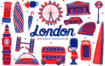 Londoner Wahrzeichen - Illustration mit grafischen Elementen