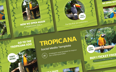 Modèle de médias sociaux du zoo Tropicana