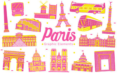 Punto di riferimento di Parigi - Illustrazione di elementi grafici