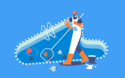 Free Pool Cleaner Vector Illustration Concept