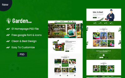Garden-man-Garden-Landscape Gardening -PSD-Template