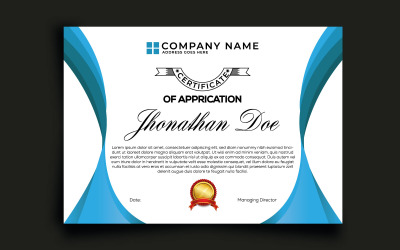 Modello di certificato di apprezzamento moderno