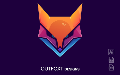 Modello di logo sfumato OutFoxt
