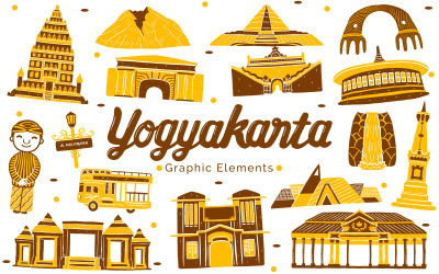 Yogyakarta Landmark - Grafik Öğeleri İllüstrasyon